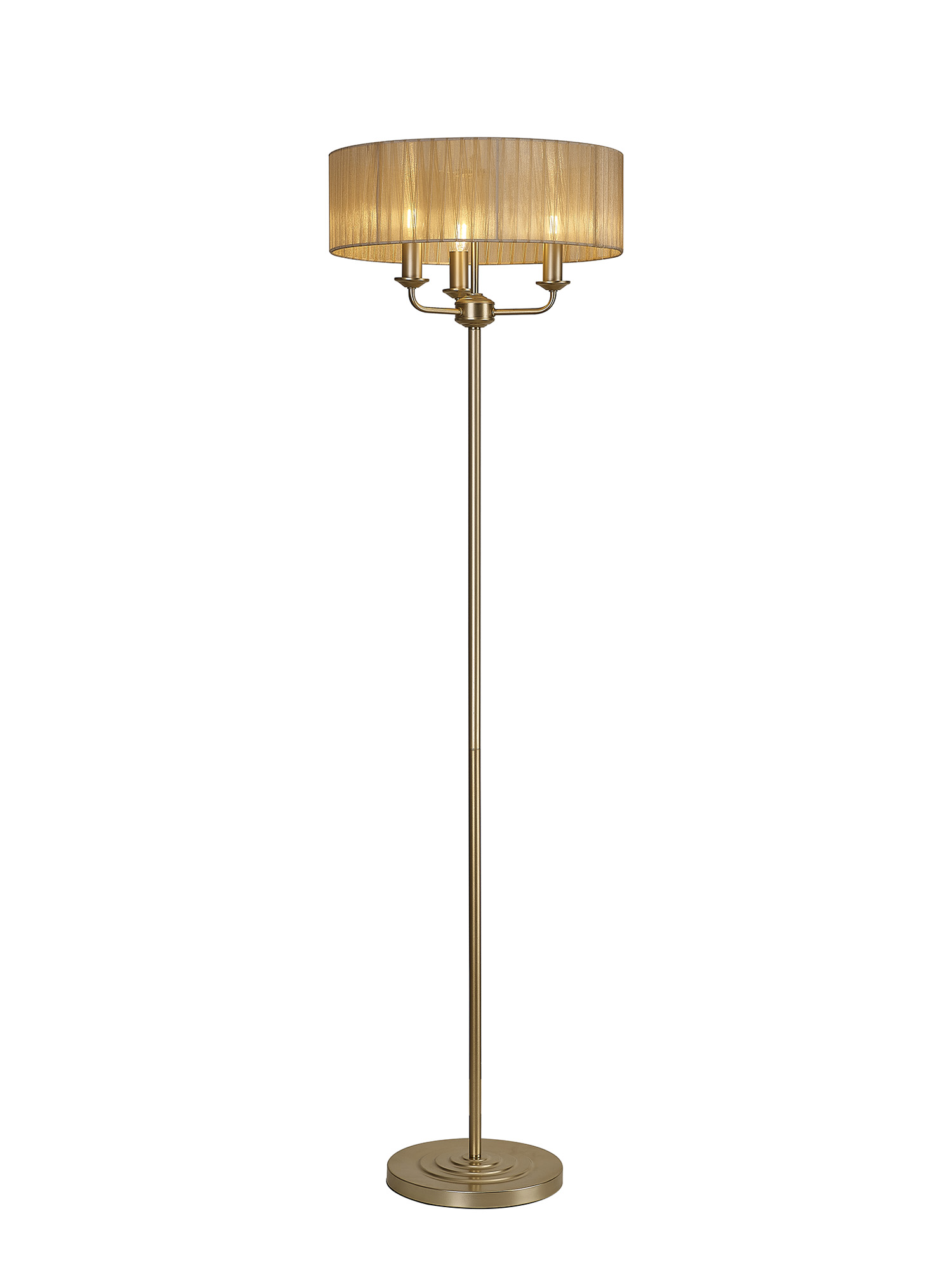 DK0995  Banyan 45cm 3 Light Floor Lamp Champagne Gold, Soft Bronze
